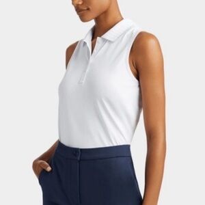 NWT G/FORE Tipped Collar Pique Tech Sleveless Polo Shirt in Snow